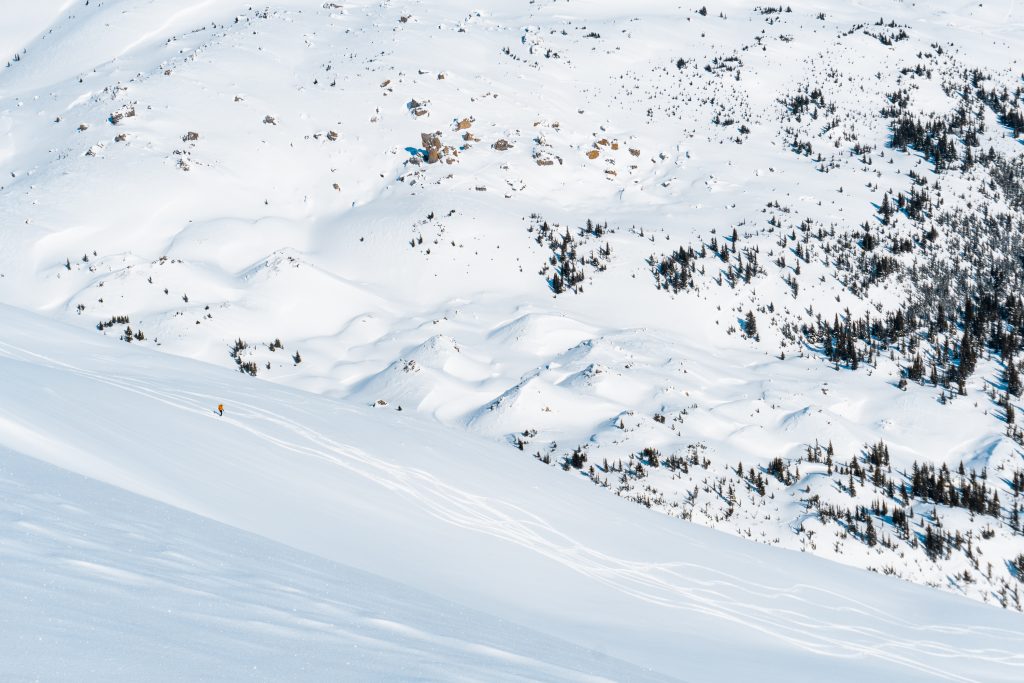 The top pitch of Dolomite shoulder from lower on the ridge