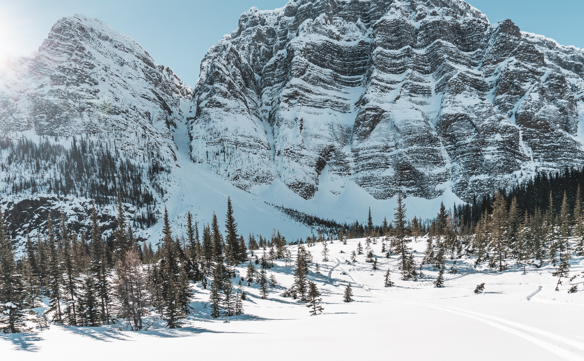 Kindergarten Couloir, Boom lake, Banff National Park