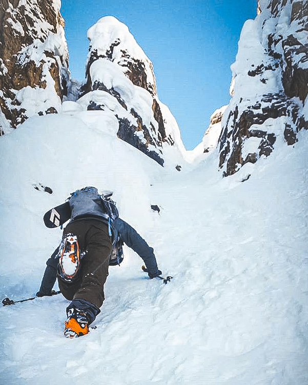 Kindergarten Couloir, Boom lake, Banff National Park